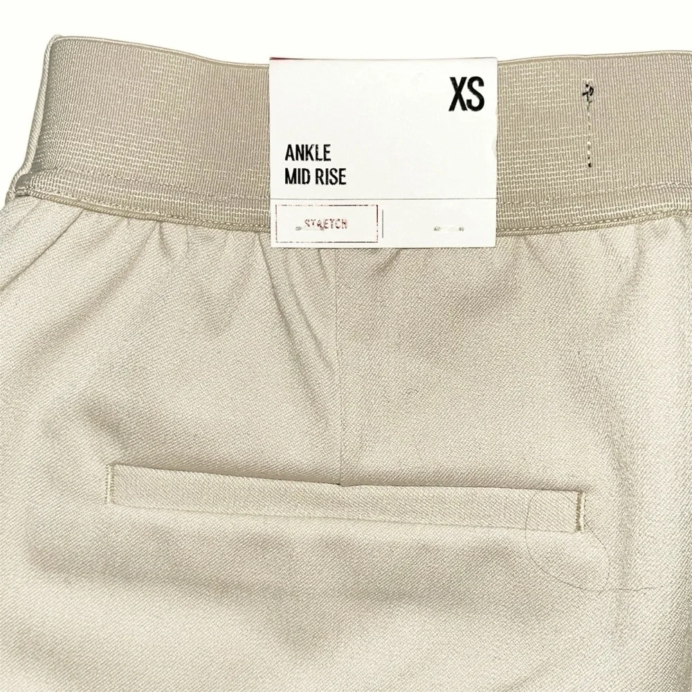 NWT Express Cream Ankle Pant Lace Up Detail XS Stretch Slim Straight Leg